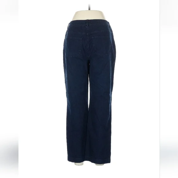 St. John Sport Classic Stretch Fit Wide Leg High Rise Jeans Size 8 Dark Wash - Picture 2 of 11